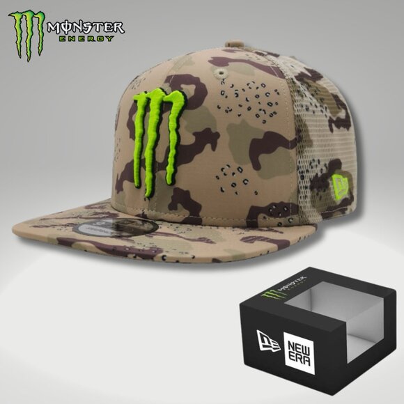 Hat Snapback New Era Gold Camo Mesh Visor 9FIFTY Box & Sticker - Picture 1 of 5